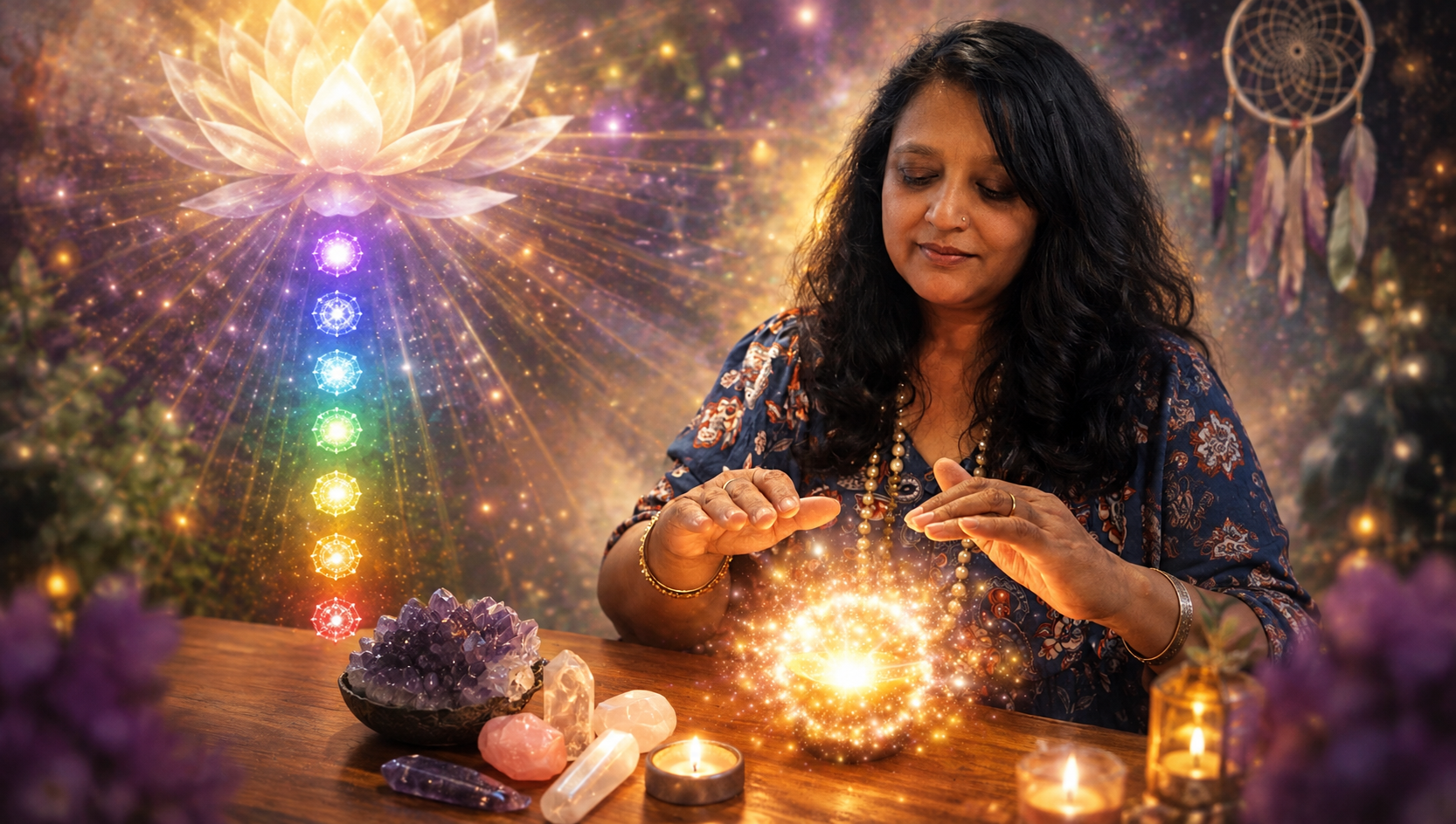 Anjju Mahajan channelling Reiki energy