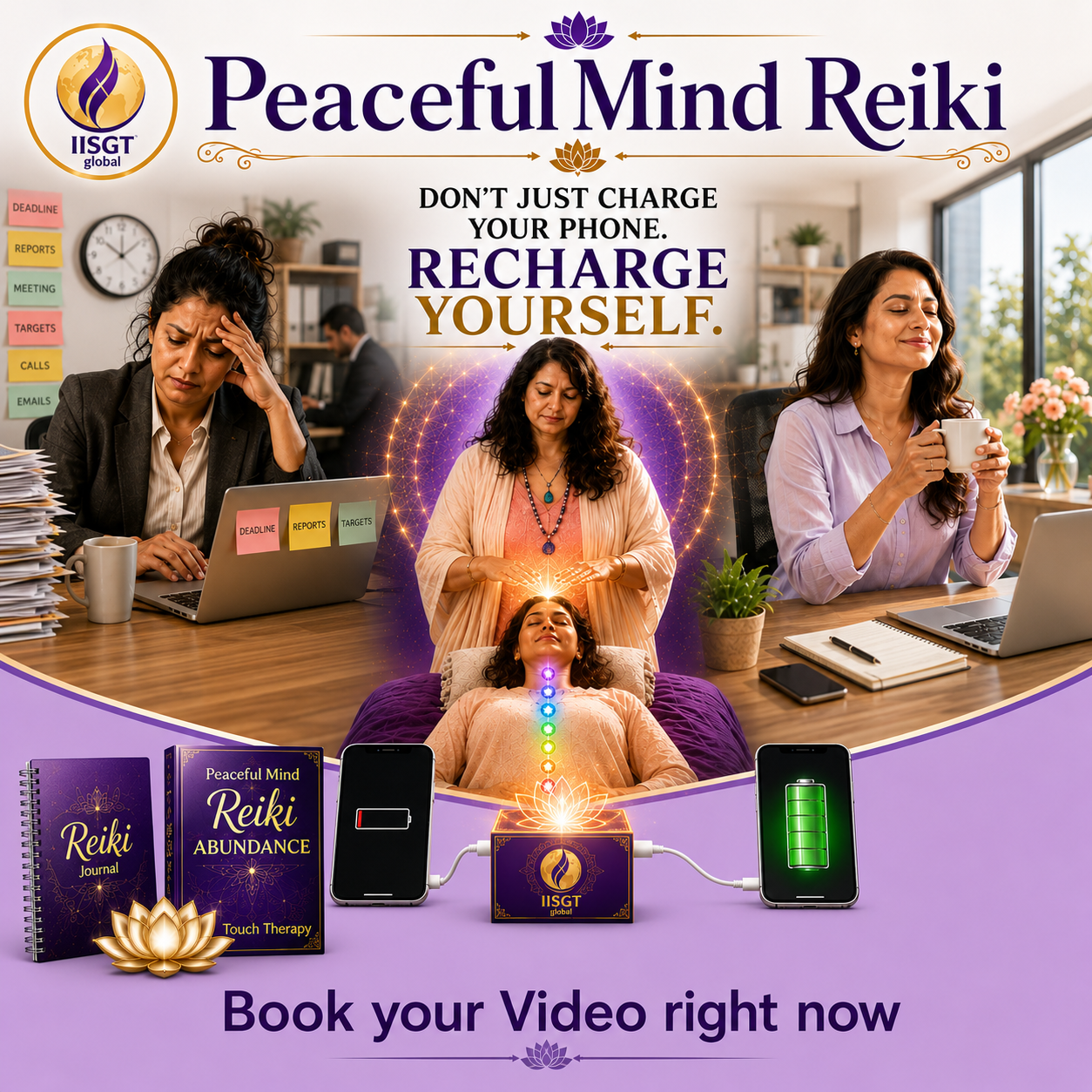 Peaceful Mind Reiki Abundance — Recharge Yourself poster